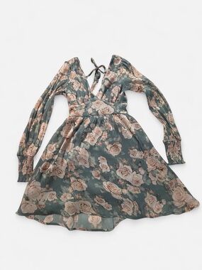 Floral V-Neck Long Sleeve Women's Dress